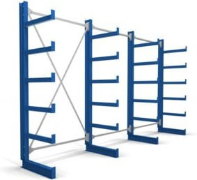 STIER Kragarmregal einseitig mit 3 Feldern und 5 Ebenen, Farbe: Enzianblau, B/T/H: 390 x 200 x 50 cm - Bild 1