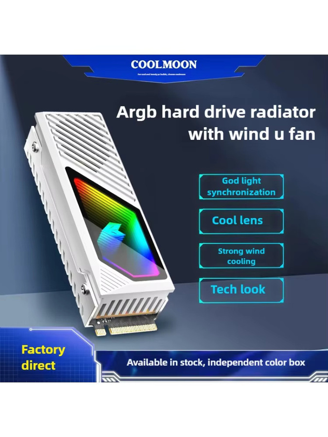 COOLMOON M2 SSD-Kühlkörper für NVMe 2280 mit Messing-Kühlrippe und Wärmeleitpad in Gold und Weiß - Bild 3