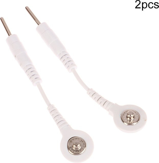 HNKMP 2er-Set Elektrode Blei Draht Anschlusskabel mit 2,0 mm Snap und 3,5 mm Stecker in Weiß für EMS Massagegeräte - Bild 1