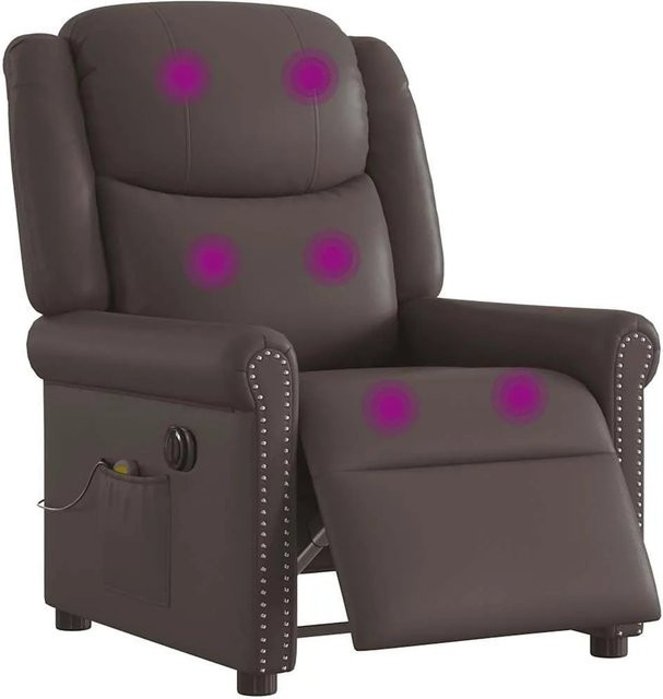 vidaXL Elektrischer Relaxsessel mit Massagefunktion in Braun aus glänzendem Kunstleder - Bild 1
