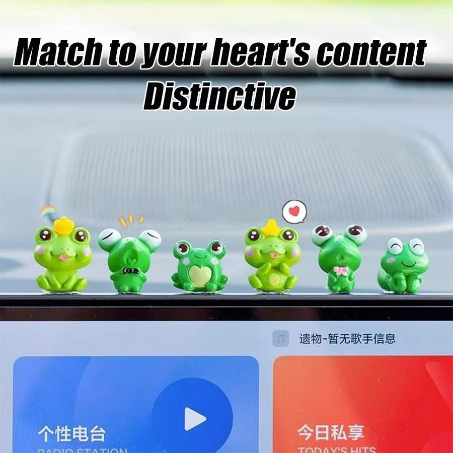 7er Set eelhoe Einsamer Frosch Nachtleuchtende Cartoon Auto Dekoration und Schreibtisch Ornament in Grün - Bild 4