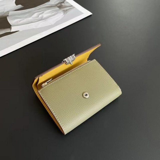 Damenbrieftasche aus echtem Leder, Palmenmuster, beige, 12x9x3cm - Bild 1