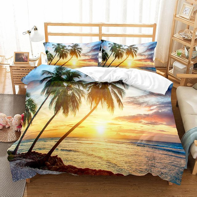 JMG Household Supplies Bettwäsche Set Hawaii Strand und Meer für Kinder, Bettdeckenbezug und Kissenbezug aus Mikrofaser, Mehrfarbig, B/H: 135 x 200 cm - Bild 1