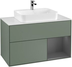 V&B Waschtischunterschrank Finion 100 mit Wandbeleuchtung in Anthrazit lackiert, B/T/H: 100 x 50,1 x 50,1 cm - Bild 1