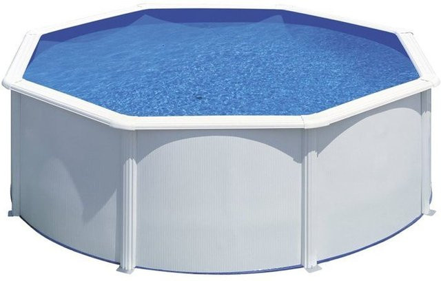 GRE rundes Stahl-Aufstellpool-Set in Weiß mit Sandfilter und Leiter, Durchmesser: 300 cm, Höhe: 122 cm - Bild 1