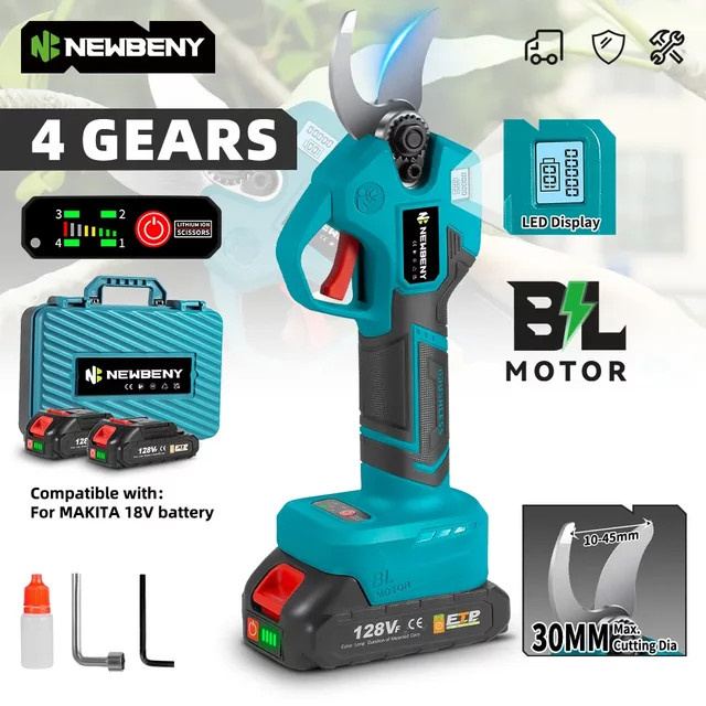 NEWBENY Bürstenlose elektrische Gartenschere in Türkis mit 30 mm Schnittkapazität für Makita 18 V Akkus - Bild 1