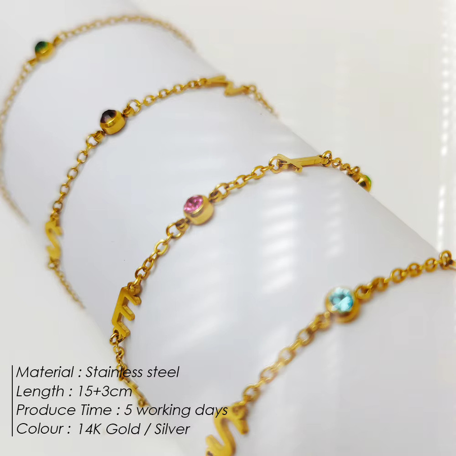 EManco Armband Edelstahl, Geburtsstein, Gold - Bild 2