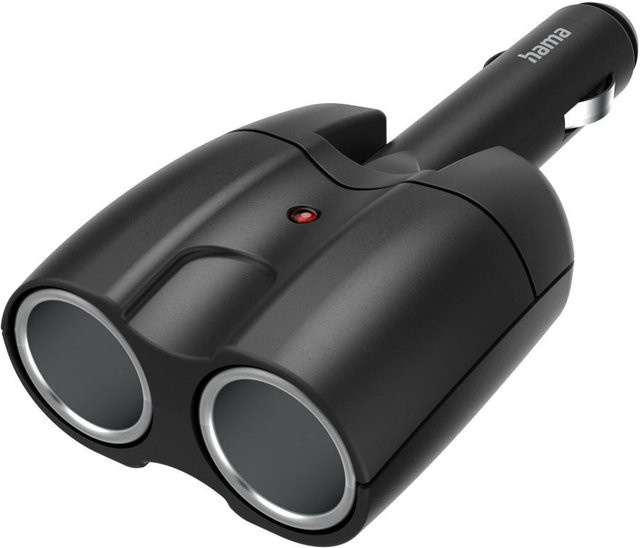 Hama 2-fach-Verteiler für Zigarettenanzünderbuchse mit 180° Gelenkstecker, 12 V, Schwarz - Bild 1
