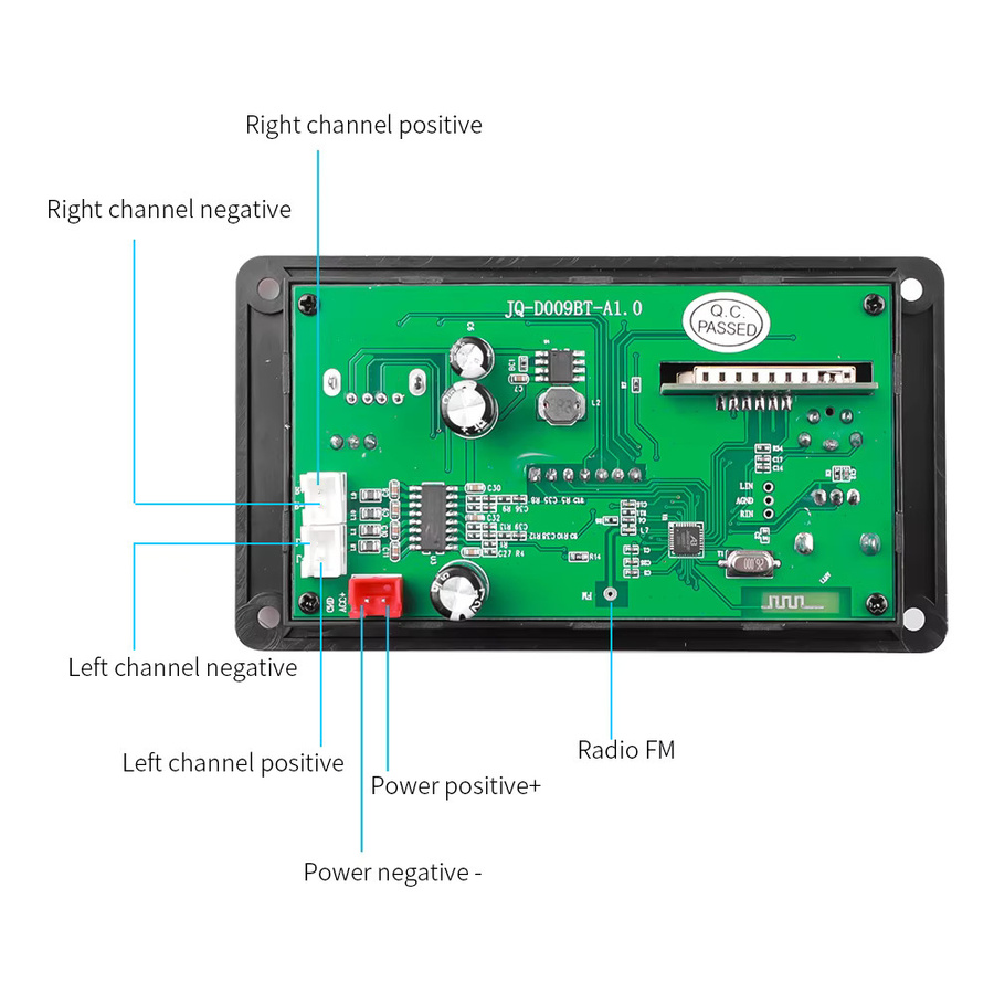 KEBIDU 80W Bluetooth 5.0 Verstärker Modul mit FM-Radio, MP3 WAV Decoder Board, USB und AUX in Schwarz - Bild 5