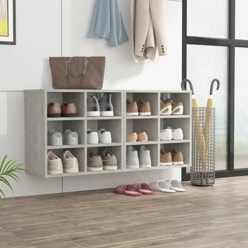 Vidaxl Schuhregale 2er Set in Grau aus Beton und Holzwerkstoff, minimalistisches Design, B/T/H: 52,5 x 30 x 50 cm - Bild 1