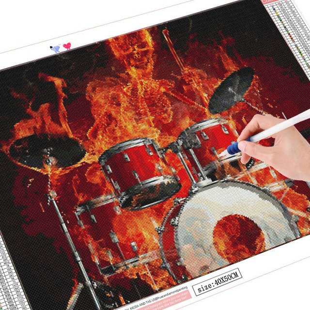 FIYO Diamantmalerei Halloween Motiv mit Vollquadratbohrern in Rot, B/H: 20 x 30 cm - Bild 1