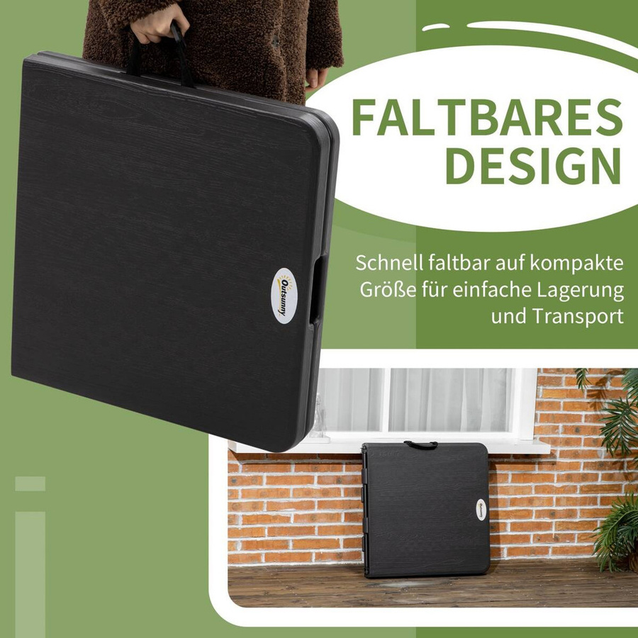 Outsunny Gartentisch klappbar aus Stahl und HDPE in Holzoptik, Farbe Schwarz oder Grau, B/T/H: 118 x 60 x 74 cm - Bild 5
