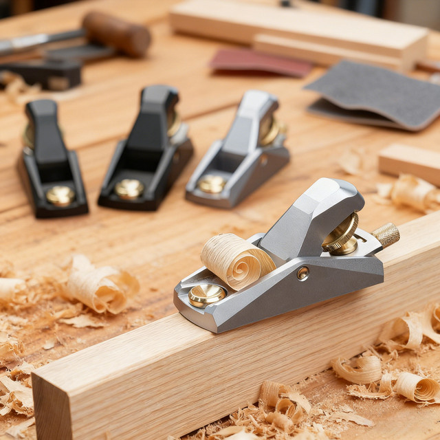 FNICEL Holzbearbeitungs-Handhobel mit Niedrigwinkel aus Aluminiumlegierung in Silber mit polierter Stahlklinge für gratfreie Holzbearbeitung und DIY-Projekte - Bild 1