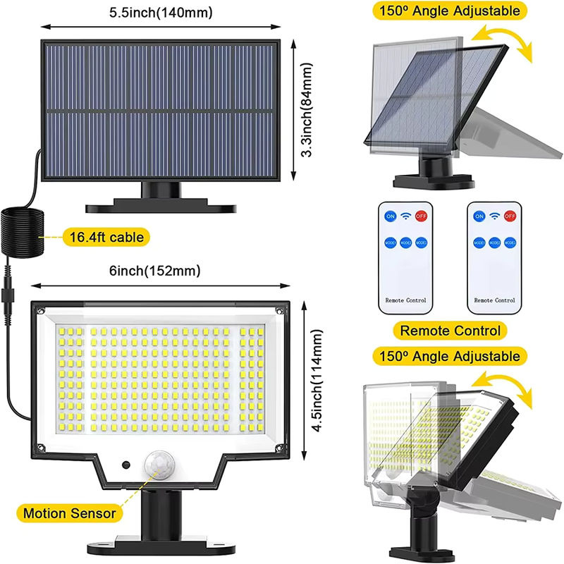 LED Solar-Flutlicht mit Bewegungsmelder für den Außenbereich, wasserdichte Solar-Wandleuchte für Garten und Sicherheit, Farbe: Weiß - Bild 4