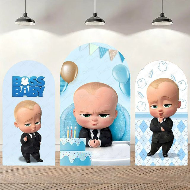 Potdemiel Boss Baby Bogen-Hintergrundbezug für Geburtstagsfeiern, Mehrfarbig, Elastischer Stoff - Bild 1