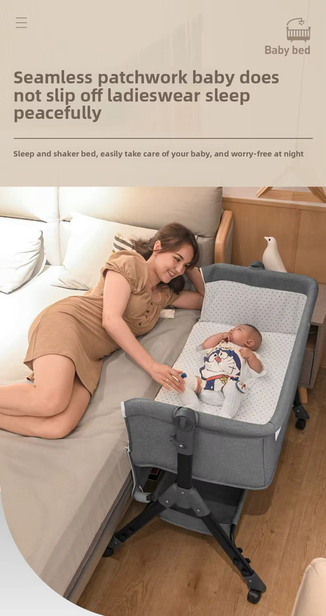 Magic ZC Babywiege als umwandelbares Babybett mit Rollen und Dreieckständer in Grau - Bild 2