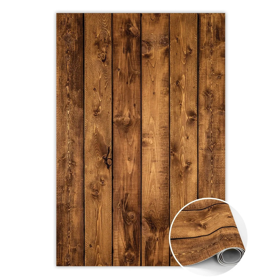 Tulup Teppich in Holzoptik mit vertikalem Brettmuster, Braun, B/T: 100 x 150 cm - Bild 2