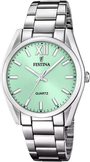 Festina Armbanduhr, Quarz, Edelstahl, Grün, 37 mm, Damen - Bild 1