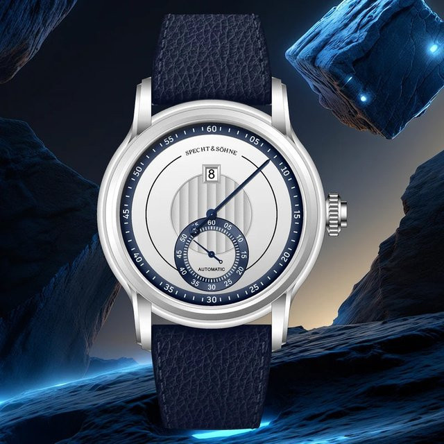 Specht & Sohne Herrenuhr, Automatik, Edelstahl, Sprungstundenanzeige, Blau - Bild 1