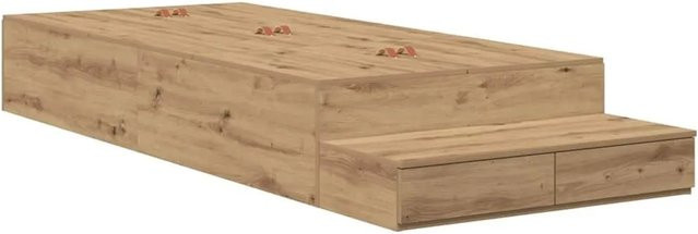 vidaXL Aufbewahrungsbettgestell Artisan-Eiche mit Schubladen, Farbe: Braun, Material: Holzwerkstoff und Kiefernholz, Breite: 100 cm, Tiefe: 200 cm - Bild 1