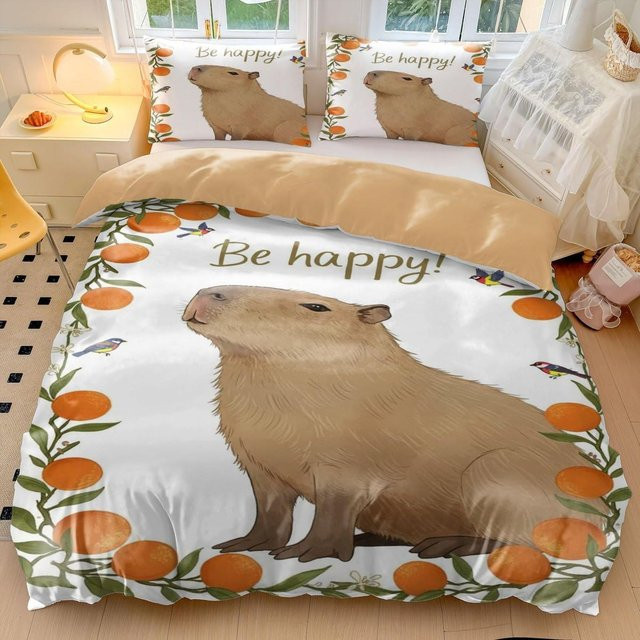 Flylo Capybara Bettwäsche-Set aus Mikrofaser, 2-teilig, Hellbraun, B/H: 70 x 140 cm - Bild 1