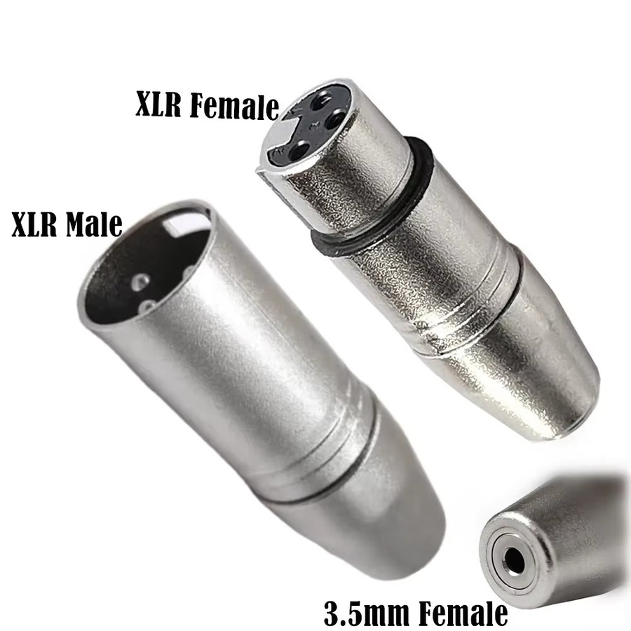 BSN XLR 3-Pin Buchse auf 3,5mm Klinke Stereo Audio Adapter Konverter in Silber - Bild 2
