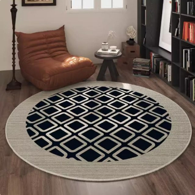 Runder Samt-Teppich BC-Warm Home Französischer Klassiker in Grau, rutschfest und schmutzabweisend, Durchmesser: 100 cm - Bild 1