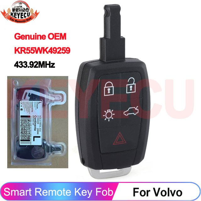 OEM Original Volvo Keyless Remote Key ID48 Chip 433,92 MHz für C30, V40, S40, V50, S60, C70, V70, XC90 in Schwarz - Bild 1
