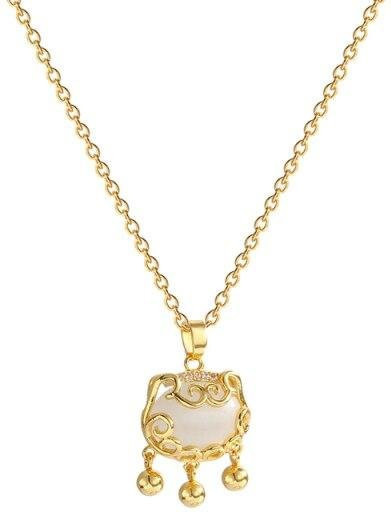 Halskette Titan Stahl, Opal, beige, Damen - Bild 1