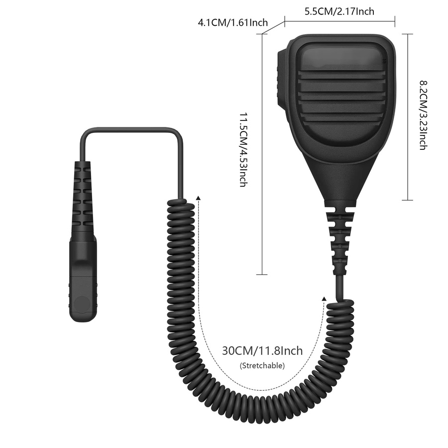 Motorola Walkie Talkie Mikrofon mit Lautsprecher M9 Anschluss und Big PTT in Schwarz kompatibel mit XiR P6600 DP2000 P6608 DP2400 Radio Zubehör - Bild 2