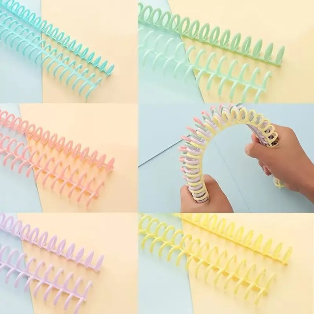 10 verstellbare PVC-Spiralbindungsringe in Mehrfarben für A4-Dokumente mit 30 Löchern, Länge: 28,0 cm - Bild 1