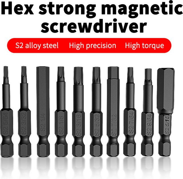 Imperial 10-teiliges Magnetisches Schraubendreher-Bit-Set aus S2-Legierungsstahl in Schwarz mit 1/4 Zoll Sechskantgriff - Bild 1