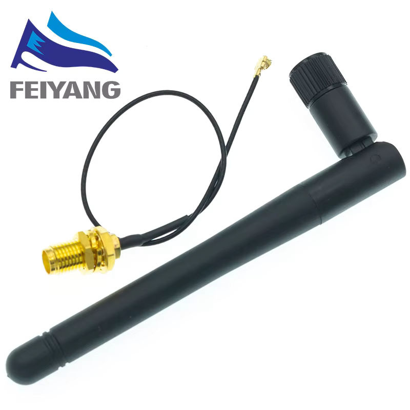 SAMIROB WLAN Antennen-Set mit 2,4 GHz 3 dBi Antenne und 17 cm PCI U.FL IPX auf RP-SMA Pigtail-Kabel in Schwarz für ESP8266 und ESP32 - Bild 2