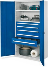 Kappes Schwerlastschrank OMT Mod. 44 aus Stahl mit abschließbaren Vollblechtüren, Farbe: Grau/Blau, B: 100 cm, H: 195 cm, T: 60 cm - Bild 1