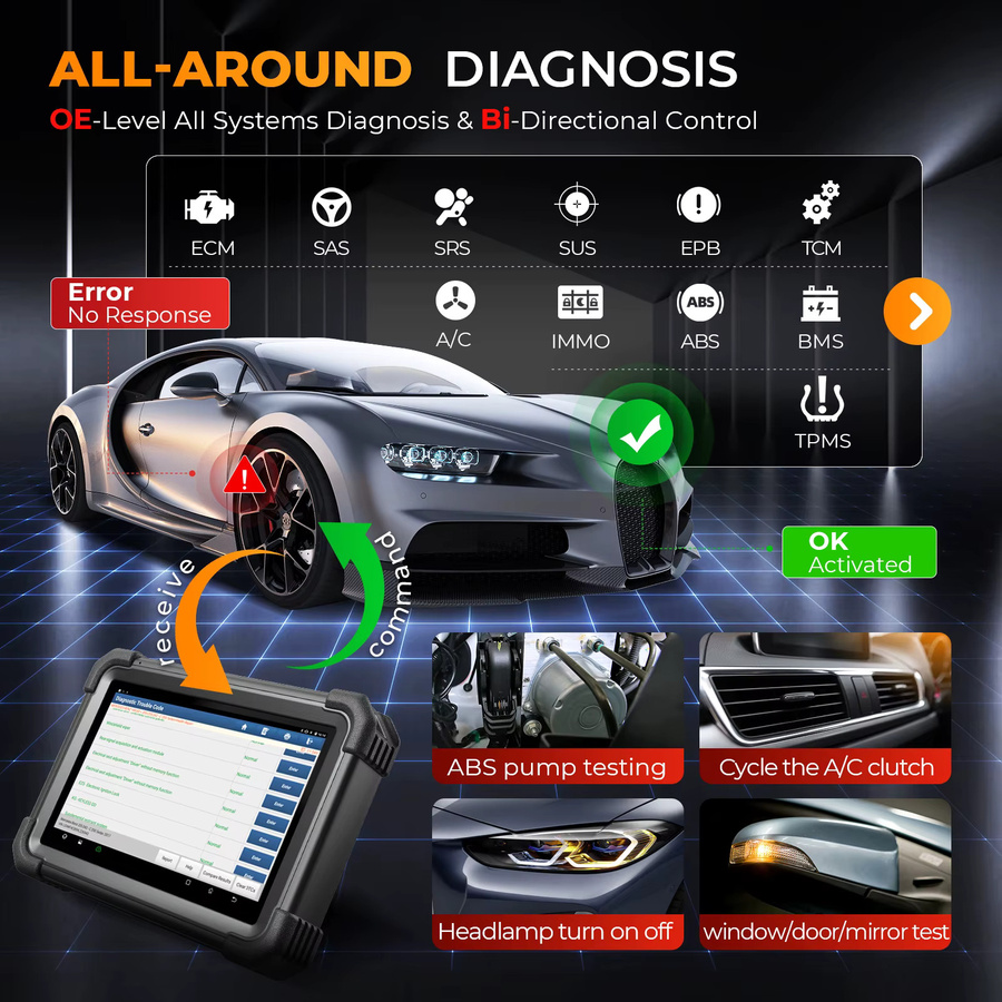 Launch X431 IMMO Plus Autoschlüssel-Programmiergerät und Kfz-Diagnosescanner zur Wegfahrsperre-Programmierung in Schwarz - Bild 3