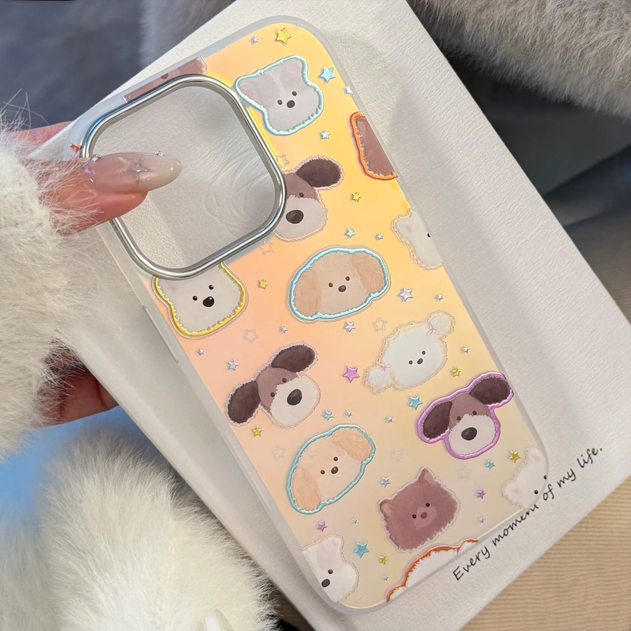 MUQGEW Handyhülle mit Koreanischem Cartoon-Welpen-Design und Laserbeschichtung für iPhone 17 16 15 14 13 12 Pro Max Plus, Stoßfest, Multicolour - Bild 2