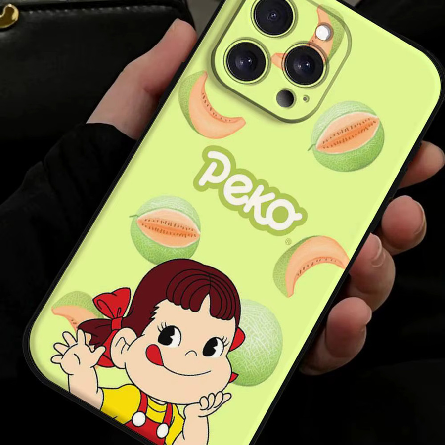 F-Fujiya Milky Peko-Chan Handyhülle aus schwarzem Silikon für Apple iPhone 17 16 15 14 13 12 11 Pro Max Mini X Xs XR - Bild 2