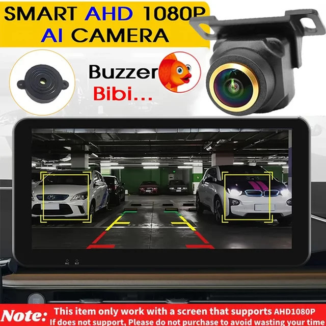 QueenDer Intelligente AI-Rückfahrkamera in Schwarz mit AHD 1080P Full HD, 170 Grad Fischaugenobjektiv, ADAS Audioalarm und Hinderniserkennung für universelle Montage vorne, hinten oder seitlich - Bild 1
