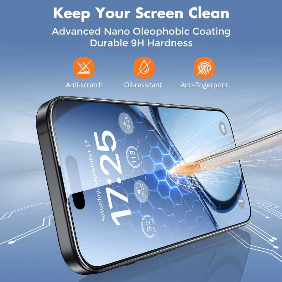 NNBILI 4er-Pack Vollflächiger Handybildschirmschutz aus Gehärtetem Glas, Transparent, HD-Klar, für iPhone 17 16 15 14 13 12 11 Pro Max und 17e - Bild 3