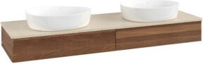 V&B Waschtischunterschrank Antao mit Frontstruktur und Beleuchtung, Farbe Warm Walnut, B/T: 160 x 50 cm - Bild 1