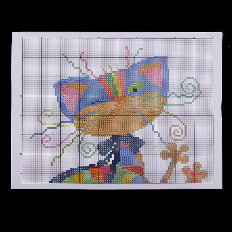 Buntes Kreuzstich-Stickset mit Katzenmotiv für Anfänger, Textil-Dekoration mehrfarbig, B/H: 25 x 33 cm - Bild 5