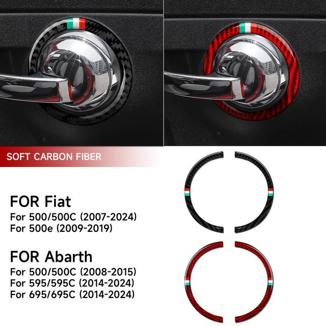 HENGYUESHANG Dekorative Türgriffmulden-Zierleiste aus Kohlefaser in Schwarz für Fiat Abarth 500 500C 500e 595 595C 695C - Bild 1