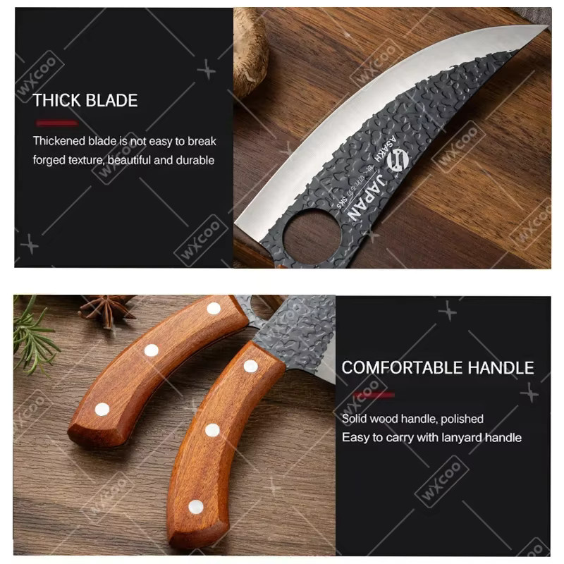 WXCOO Handgeschmiedetes Küchen-Ausbeinmesser in Silber mit Holzgriff zum Schneiden von Fleisch und Gemüse - Bild 5