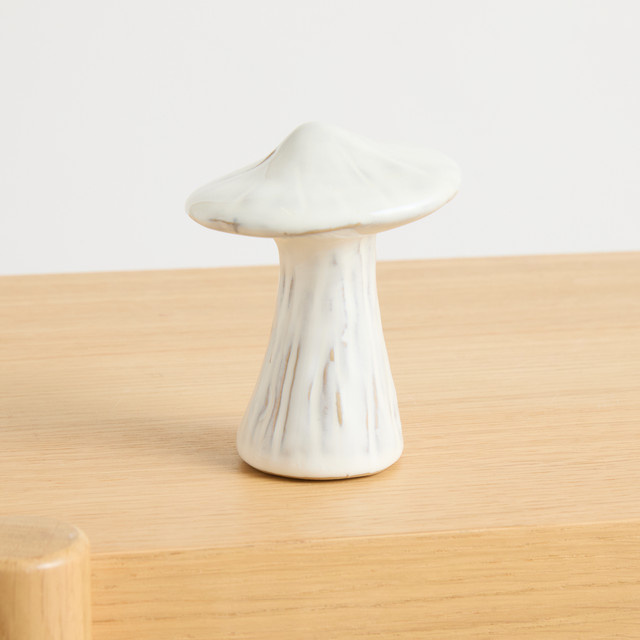 Blume2000 Deko-Pilz aus Keramik und Terrakotta in Weiß, Höhe: 10,0 cm, Breite: 8,5 cm, Tiefe: 8,5 cm - Bild 1