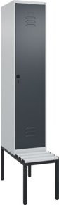 C+P Spind Classic PLUS Garderobenspind mit Sitzbank, 1 Abteil, Lichtgrau, B/T/H: 212 x 40 x 81,5 cm - Bild 1