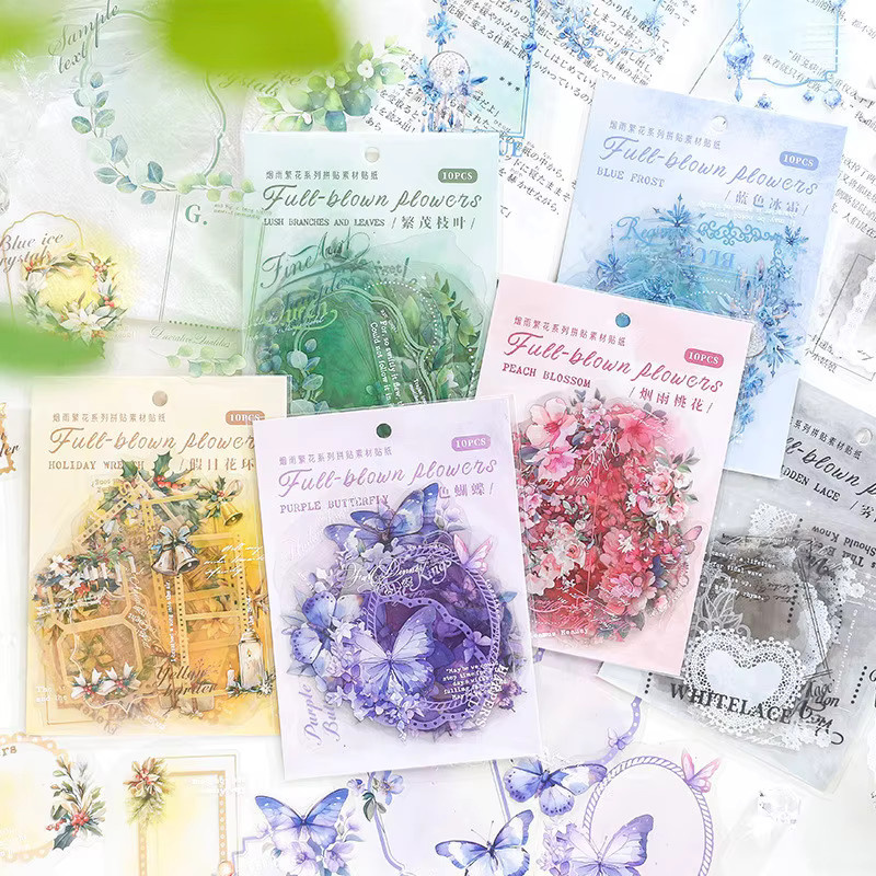 Journamm 10er Packung Ästhetische PET Aufkleber für Scrapbooking und Junk Journal DIY Collage Zubehör - Bild 1