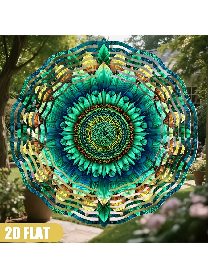 Buntes Metall-Windspiel von CIFBUY mit abstraktem Blumenmuster und geometrischem Design als Gartendekoration - Bild 4