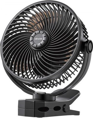 VEVOR Tragbarer Clip-Ventilator, Wiederaufladbarer USB-Clip-Fan mit 3 Geschwindigkeiten und Zirkulationsmodus, Schwarzer Ventilator für Schreibtisch, Golfwagen, Camping und Büro - Bild 1