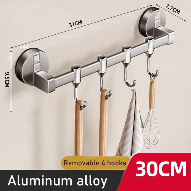 Binchi Outdoor Product Küchen-Aufbewahrungshaken aus Aluminiumlegierung mit Vakuum-Saugnapf in Silber und Grau - Bild 1
