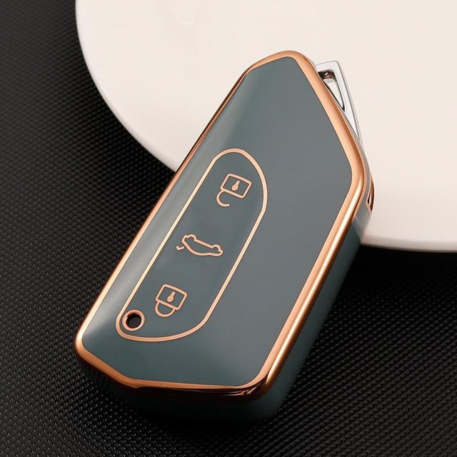 TPU Autoschlüssel Etui in Grau für VW Golf 8 MK8, Teramont, ID.3, ID.4, ID.5, Skoda Enyaq iV, Octavia und Seat Leon - Bild 1